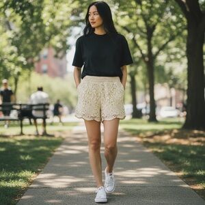 Women’s 100% Cotton Crochet Ivory Shorts
New